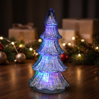 Ornements de Noël modernes en verre clignotants à piles AA, décorations de Noël à LED avec minuterie de 6 heures, respectueux de l'environnement, pour le salon et la maison