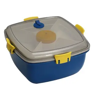 1200ML Thick Square Double-Layer Lunch Box Salad Box With Sauce Cup Spoon Fork PP Plastic Lunch Box Food Container