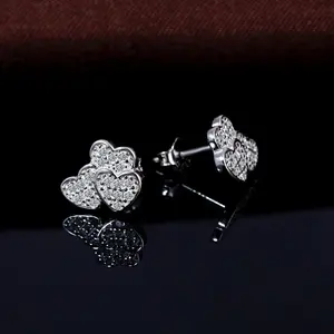 Tre orecchini a cuore borchie in argento Sterling 925 Love Mini gioielli quotidiani per le donne