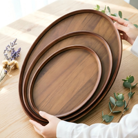 Plateau de service ovale multifonctionnel en bois de noyer, style chinois moderne, durable, pour boissons, aliments, décoration de la maison