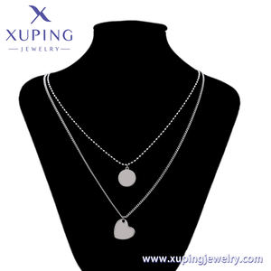 A00607089 Xu Ping gioielli a forma di cuore in acciaio inossidabile materiale neutro moda versatile collana neutra a doppia catena - Product Image 6