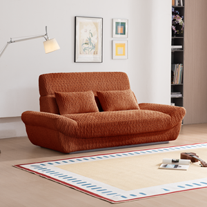 Canapé-lit compact en tissu carré moderne à deux places avec coussin en mousse rempli, dossier profond, siège profond, salon, villa, appartement - Product Image 3