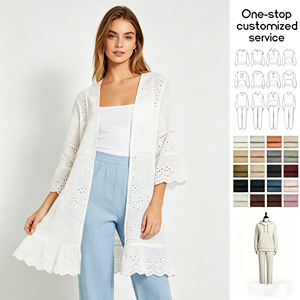 Nuovo Arrivo 2026 - Blusa Donna Personalizzabile con Logo, Ricamo a Occhiello, 2 Modi di Indossare, Maniche a Campana, Orlo Arricciato, Copricostume Boho da Spiaggia, Vendita all'Ingrosso - Product Image 3