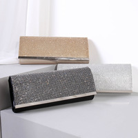 Pochette de soirée en strass de haute qualité, élégante et luxueuse, rectangulaire et fine, avec garniture métallique, sac à main en maille orné de diamants pour soirée