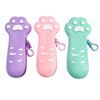 Étui à crayons en silicone classique en forme de chat, fermeture éclair, doux et imperméable, 1 compartiment, pour l'école