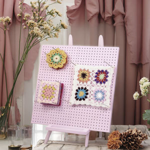 Soporte de tablero de bloqueo de ganchillo de bambú de madera Rosa portátil, alfileres de acero inoxidable, estilo Simple para amantes de la abuela cuadrada hechos a mano - Product Image 5