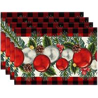 Classique Noël Flocon De Neige Grille Écologique Polyester Coton Napperon Tapis De Table 30x45cm