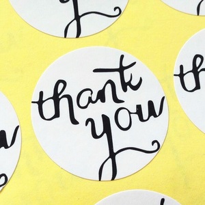 100 pz/pacco circolare grazie adesivo bianco e adesivo Kraft adesivo per la cottura adesivi per etichette regalo divertente lavoro fai da te spedizione gratuita - Product Image 3