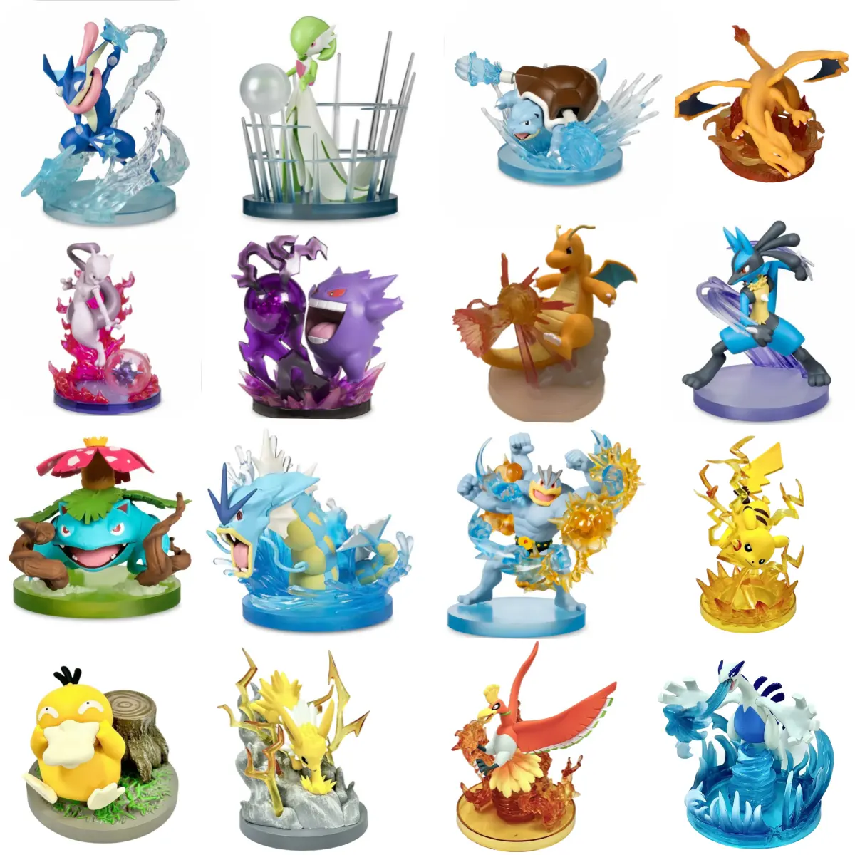 Wholesale 16 types Gengar Mewtwo Scene Statues Resin Toy Souvenirs Anime Pokemone Action Figures