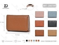 Portafoglio da donna a tre ante in vera pelle, 7 pollici, chiusura minimalista con fermaglio, taglia grande - Product Image 1