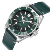 Montre de plongée 300m avec logo personnalisé, montres automatiques mécaniques en cuir véritable, lunette en céramique superluminescente BGW9, Relogio Masculino