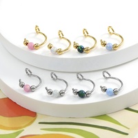 Bijou de nez hypoallergénique sans perçage, anneau clicker en acier chirurgical 316 avec opale, design hameçon