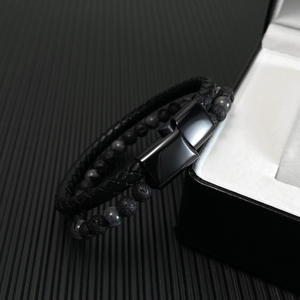 Nouveau <span class=keywords><strong>bracelet</strong></span> tendance en cuir véritable multi-couches avec perles œil <span class=keywords><strong>de</strong></span> <span class=keywords><strong>tigre</strong></span> tissées à la main et fermoir magnétique en <span class=keywords><strong>pierre</strong></span> <span class=keywords><strong>de</strong></span> <span class=keywords><strong>lave</strong></span> pour <span class=keywords><strong>homme</strong></span> - Product Image 5