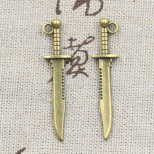 Liontin Kerajinan Tangan Antik DIY 43x10mm Warna Perak Tibet Bentuk Pedang/<span class=keywords><strong>Dagger</strong></span> untuk Pembuatan Perhiasan Anak-anak dari Paduan Emas - Product Image 6