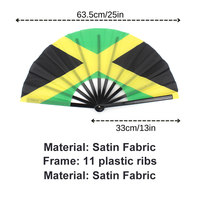 Vente chaude 2025 Éventail à main en plastique pliable 33cm/13 pouces avec drapeau des Caraïbes et du Japonais pour les fêtes de carnaval