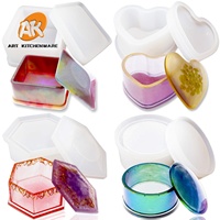 Moule en résine époxy en silicone en forme de coeur AK pour boîtes à bijoux boîte de rangement hexagonale moule carré moules époxy bricolage outils d'artisanat en résine