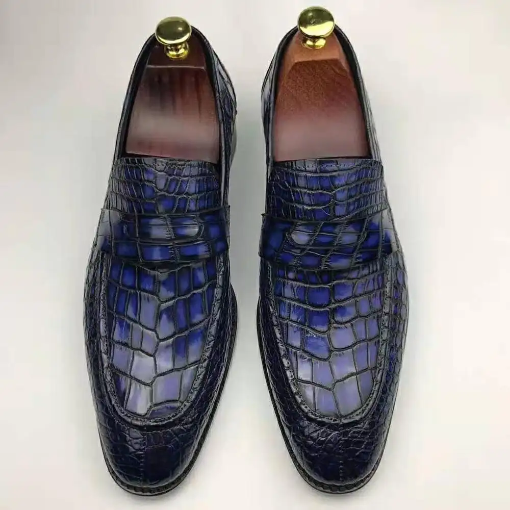 Großhandel Custom Alligator Haut Schuhe Kleid Männer Krokodil Leder schwarz Kleid Schuhe für Männer Büro Hochzeit Loafer Schuhe für Männer