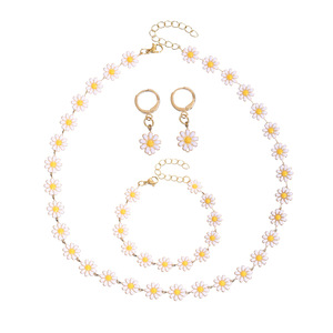 Nuevo Conjunto Delicado de Pulsera y Collar con Dijes de Margaritas Pequeñas y Girasoles en Forma de Gota de Aceite de Colores Frescos - Product Image 5