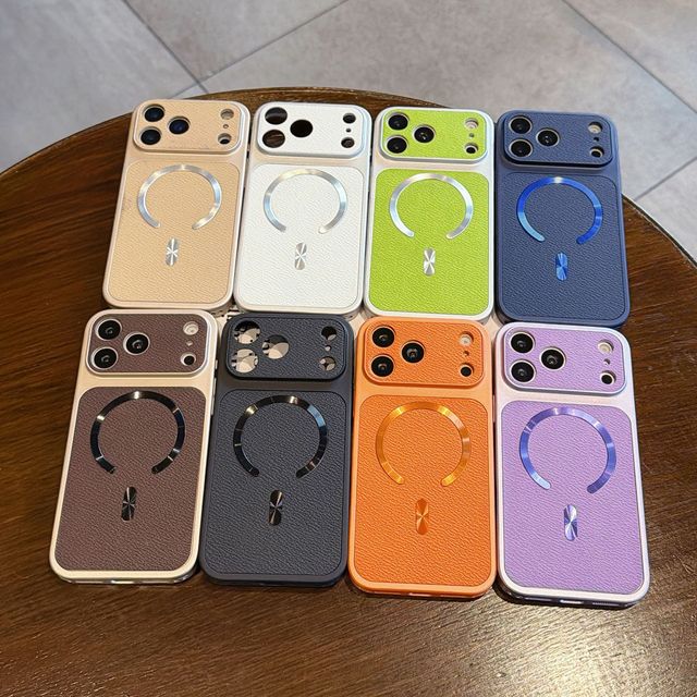 Fashion Neon Colors PU Leather Magnetic Shockproof Wireless Charge 360 Protection Mobile Phone Case for iPhone 17 pro max