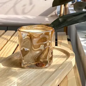 Tasse en verre 6oz Classic Whisky Cool Twister Tasse en verre simple irrégulière sans poignée