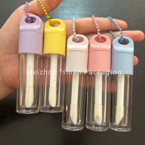 ISMAN Tubes de brillant à <span class=keywords><strong>lèvres</strong></span> vides 6ml, couleurs rose, blanc, jaune, bleu, violet, avec capuchon transparent, applicateur Doe Foot et chaîne - Product Image 4