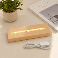 Base de lampe LED rectangulaire en bois de 6 pouces, intelligente et à intensité variable, pour présentoir de veilleuse 3D à illusion d'optique en acrylique ou plexiglas