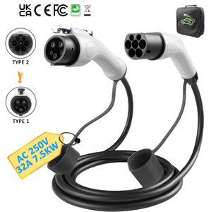 Cable de Carga para Vehículos Eléctricos Tipo 2 a Tipo 1, 32A, 7kW, 250V CA, Cable Convertidor J1772 para Conector de Carga de Vehículos Eléctricos, Cable TPU OEM - Product Image 1