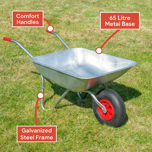 <span class=keywords><strong>Carretilla</strong></span> de Jardín de 65 Litros de Acero Galvanizado con Ruedas - Product Image 6