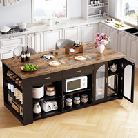 Table d'îlot de cuisine style ferme avec comptoir imitation marbre pour cuisine ouverte, salle à manger, bar à domicile, petit appartement