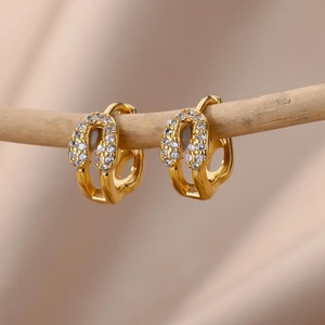 EH276 Copper Alloy <b>Hook</b> <b>Earrings</b> 18k Gold Plated Star Heart Bow Tie Pendant Huggie <b>Earrings</b> for Women Hip Hop Style - Product Image 5