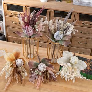 CallaFloral Ramo de Proteas Artificiales Gris Champán Morado Blanco Café Decoración Interior del Hogar Arreglo para Bodas - Product Image 1