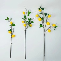 Kunstmatige citroen huisdecoratie fotografie rekwisiet nieuwjaarsgroene plant ornament 3-koppig 5-koppig 7-koppig bladeren kunstmatig fruit PU