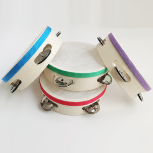 Wholesale Colorful Single-Row Wooden Tambourine Orff Percussion Instrument Musical <b>Hand</b> <b>Drum</b> Musical Toy for Kids Playing - Product Image 2