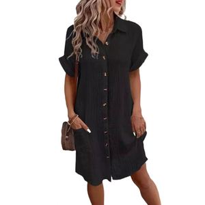 Vestido de Verano 2026 de AliExpress, Estilo Vintage, Informal, Antiestático, con Cuello en V y Botones, para Mujer - Product Image 5