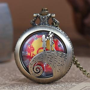 <span class=keywords><strong>Montre</strong></span> de poche en bronze vintage Mouvement à quartz pour hommes Boîtier en acier inoxydable The Nightmare Christmas Inspired Birthday Gifts - Product Image 2