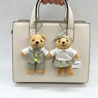 Mini porte-clés ours en peluche mignon personnalisé avec tenue, pendentif poupée, cadeau pour les fêtes, vente en gros