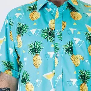 China Factory Custom Print Ananas Kunstwerk USA Größe Aloha Shirts