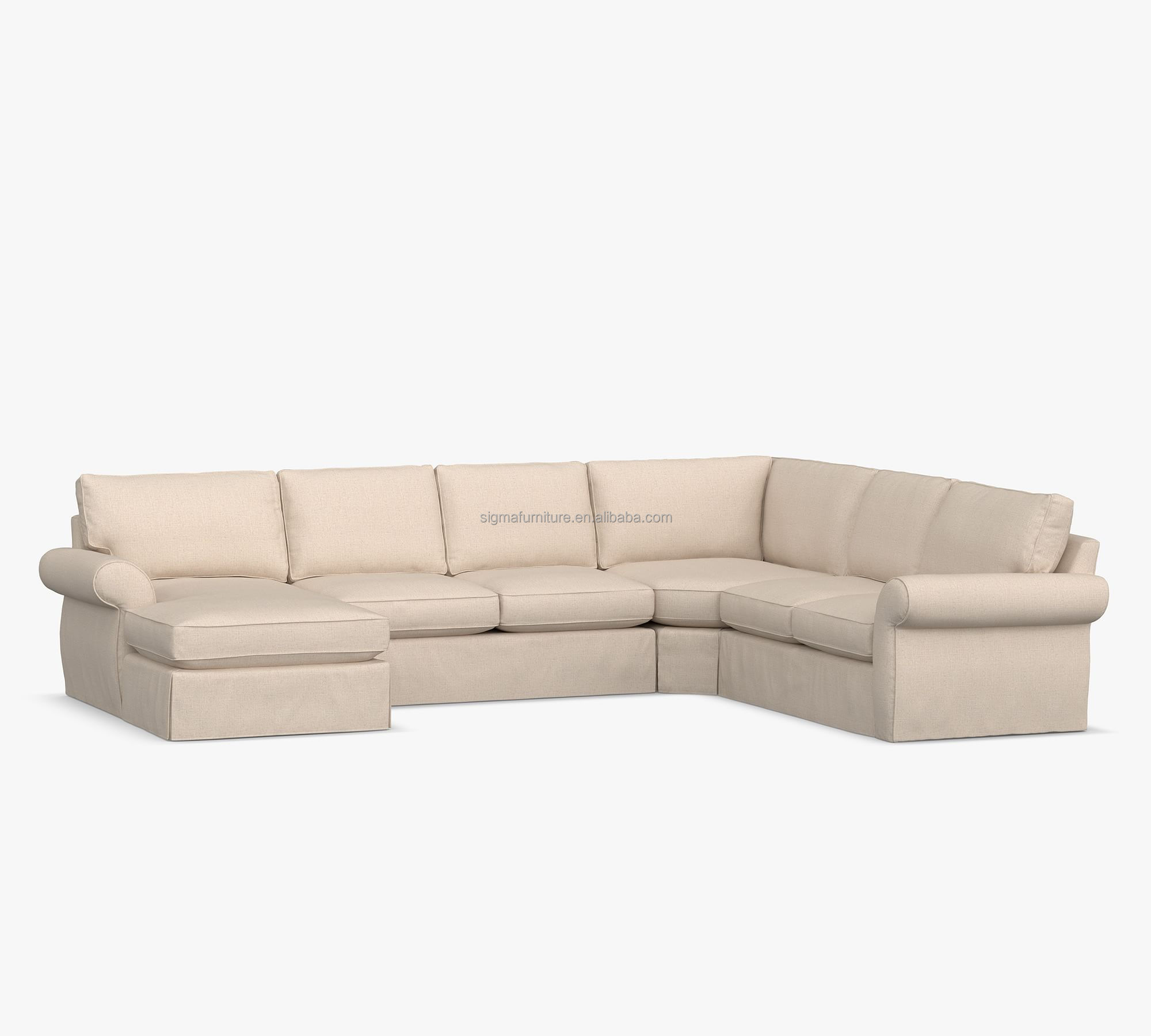 Luxury modern sectional L-shape coach fabric sofa set modular with Corner sofa and chaise sofa bed