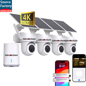 Système de caméra PTZ solaire 4G 4K avec hub NVR, kit de sécurité CCTV <span class=keywords><strong>sans</strong></span> <span class=keywords><strong>fil</strong></span> extérieur 8MP, 4 caméras avec vision nocturne couleur Homebase - Product Image 1