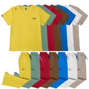 Pantalones <span class=keywords><strong>de</strong></span> campana elásticos en 4 direcciones con logo personalizado para uniformes médicos <span class=keywords><strong>de</strong></span> enfermera y salón <span class=keywords><strong>de</strong></span> belleza, conjunto <span class=keywords><strong>de</strong></span> uniformes médicos para mujer, venta al por mayor 2026 - Product Image 5