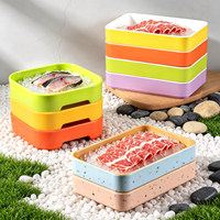 Assiettes carrées en mélamine colorées en gros, plateaux de service empilables pour restaurant, hôtel, buffet, traiteur