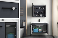 Meuble-lavabo mural de salle de bain au design moderne, étanche, avec comptoir en ardoise, cadre en aluminium et fibre de carbone, intelligent pour salles de bain
