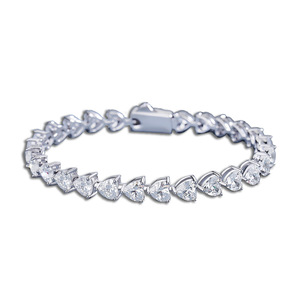 Exquisite 925 Sterling <b>Silver</b> Rhodium Plated CMA Certified Moissanite Tennis <b>Bracelet</b> Heart Cut Claw Setting Women's Classic - Product Image 1