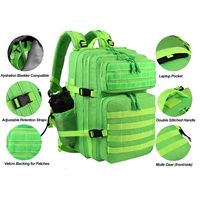 Sac à dos tactique Trailpop personnalisé 45L, vert fluo, imperméable, pour la randonnée, l'escalade, le voyage, le fitness, avec système Molle