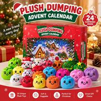 Calendrier de l'Avent en Peluche de Noël, Boîte Mystère, Jouet en Peluche Surprise Souple et Mignon de 5,5 cm, Poupée Rembourrée Douce, Cadeau de Fêtes