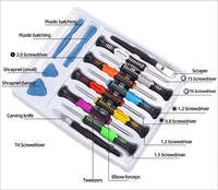 Kit d'outils de réparation de téléphone portable 16-en-1 de qualité industrielle, finition zinc, acier au chrome-vanadium, poignée en plastique, mini
