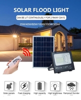 Projecteur solaire 25w 40w 60w 100w 200w, éclairage de jardin extérieur avec affichage de puissance IP67, Lumens élevés ABS LED projecteur intérieur