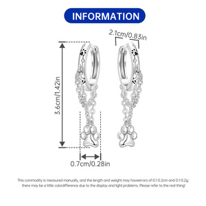 Nuevos aretes/pendientes de latón blanco con adorable diseño de pata de gato, diseño original y exclusivo, aretes modernos y versátiles - Product Image 2