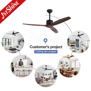 1stshine Ventilador de techo Decorativo 220V Smart Reversible Control remoto Personalizado 3 aspas de madera maciza Ventilador de techo - Product Image 5