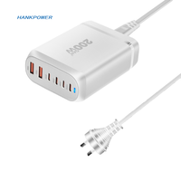 Chargeur GaN 200W 6 ports Chargeur de bureau 100W PD QC4.0 Chargeur rapide pour iPhone 15 Samsung Ordinateur portable Tablette